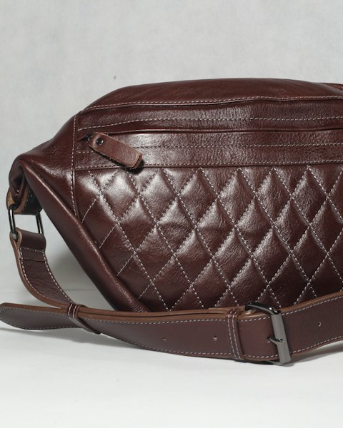 Quilted Leather Waist Bag, Oxblood