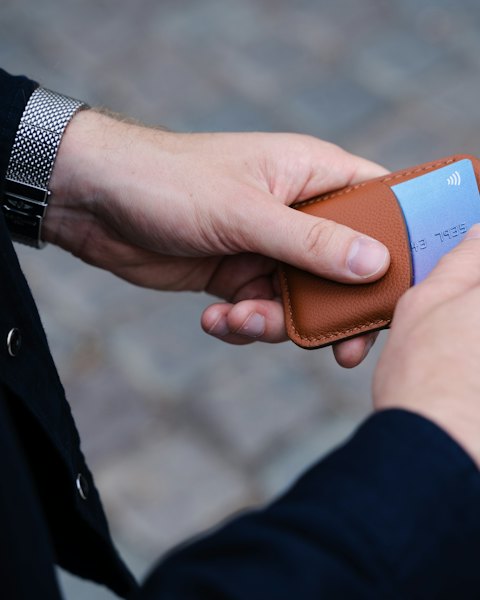 Slim Card Holder, Tan