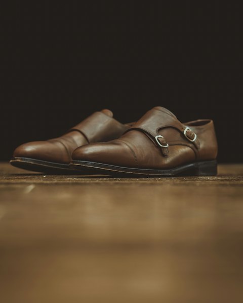 Double Monk Strap Shoes, Brown