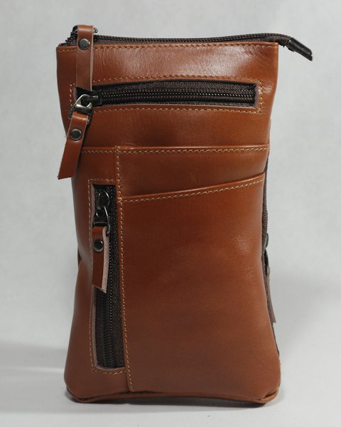 Leather Phone Crossbody Pouch, Tan