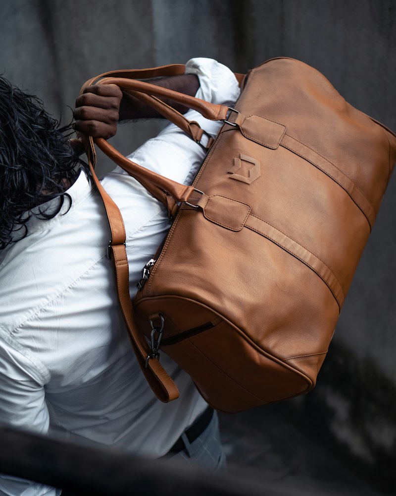 Leather Weekend Duffel, Tan
