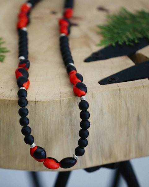 Red & Black Seed Bead Necklace