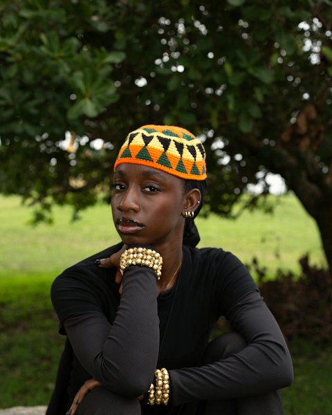 Kente Pattern Knit Kufi Cap