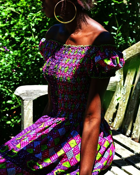 Smocked Off-Shoulder Maxi Dress, Pink