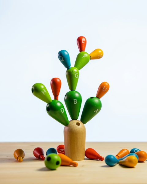 Wooden Balancing Cactus Game