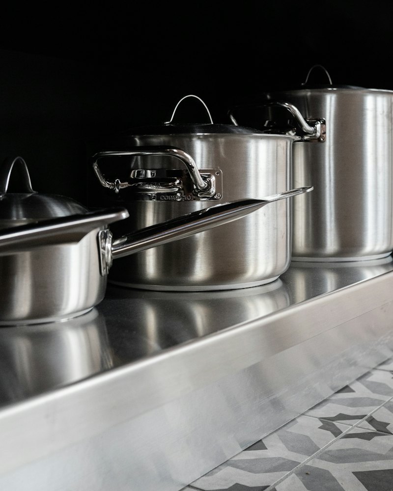 Stainless Steel Pot Set, Three Pieces