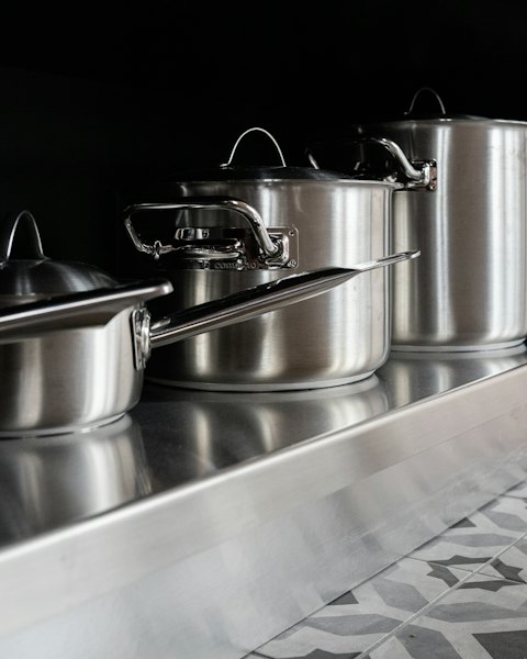 Stainless Steel Pot Set, Three Pieces