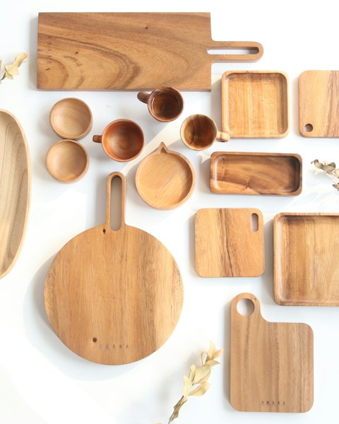 Teak Chopping Board and Bowl Set
