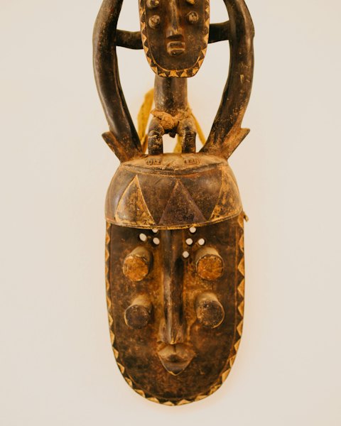 Carved Crest Mask with Figure