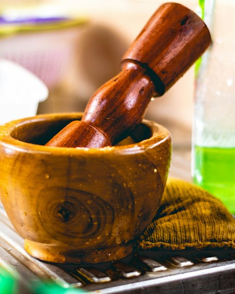 Wooden Mortar and Pestle