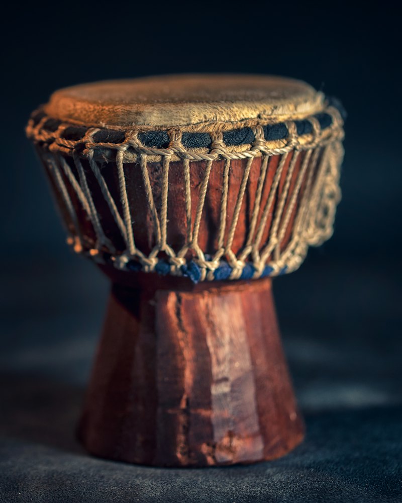Mini Djembe Drum, Carved Base