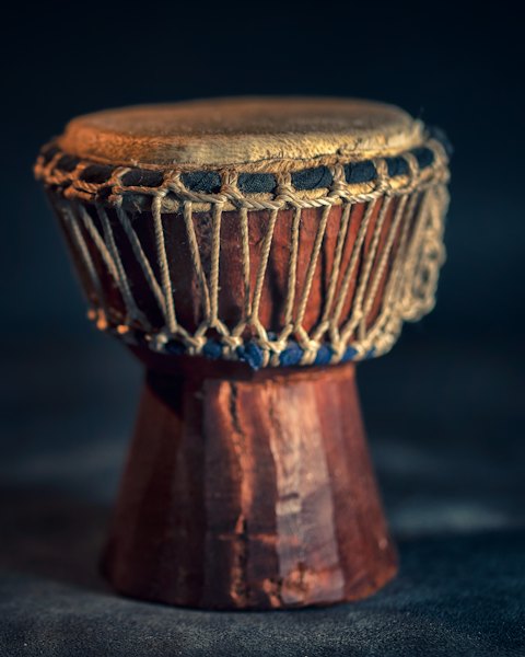 Mini Djembe Drum, Carved Base