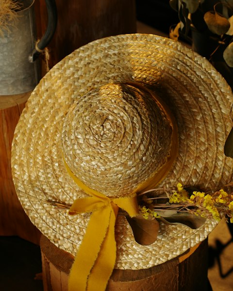 Wide-Brim Woven Straw Hat