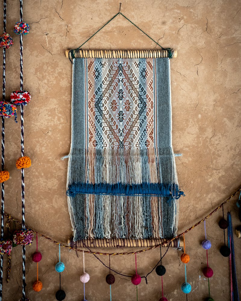 Hand-Woven Wall Hanging with Fringe