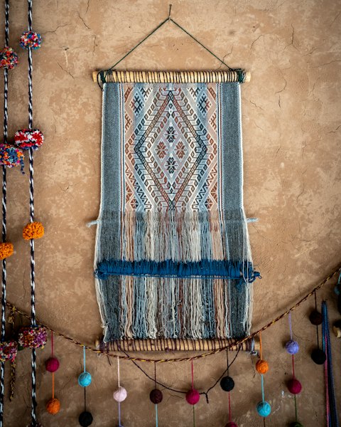 Hand-Woven Wall Hanging with Fringe