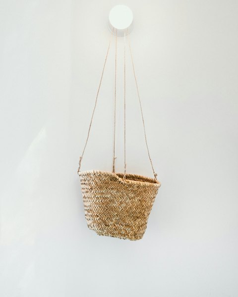 Hanging Woven Basket with Cords